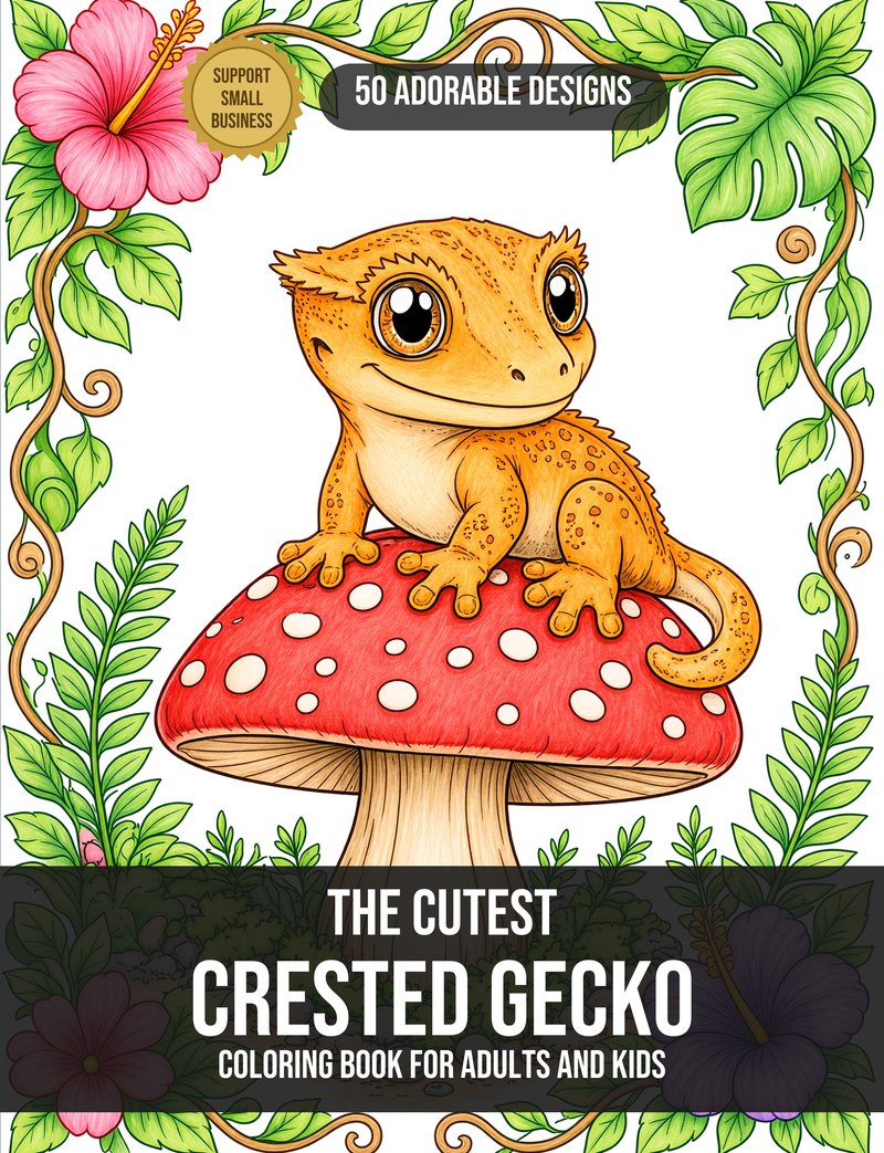 The Cutest Crested Gecko Coloring Book cover