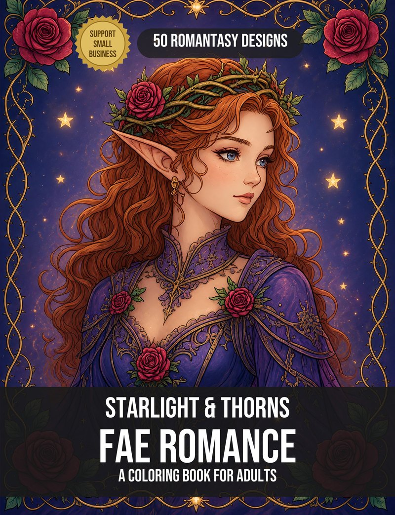 Starlight & Thorns: A Fae Romance Coloring Book cover