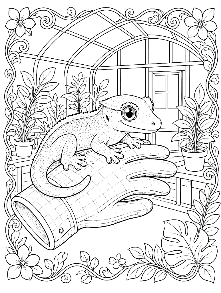 Gecko in the Greenhouse coloring page
